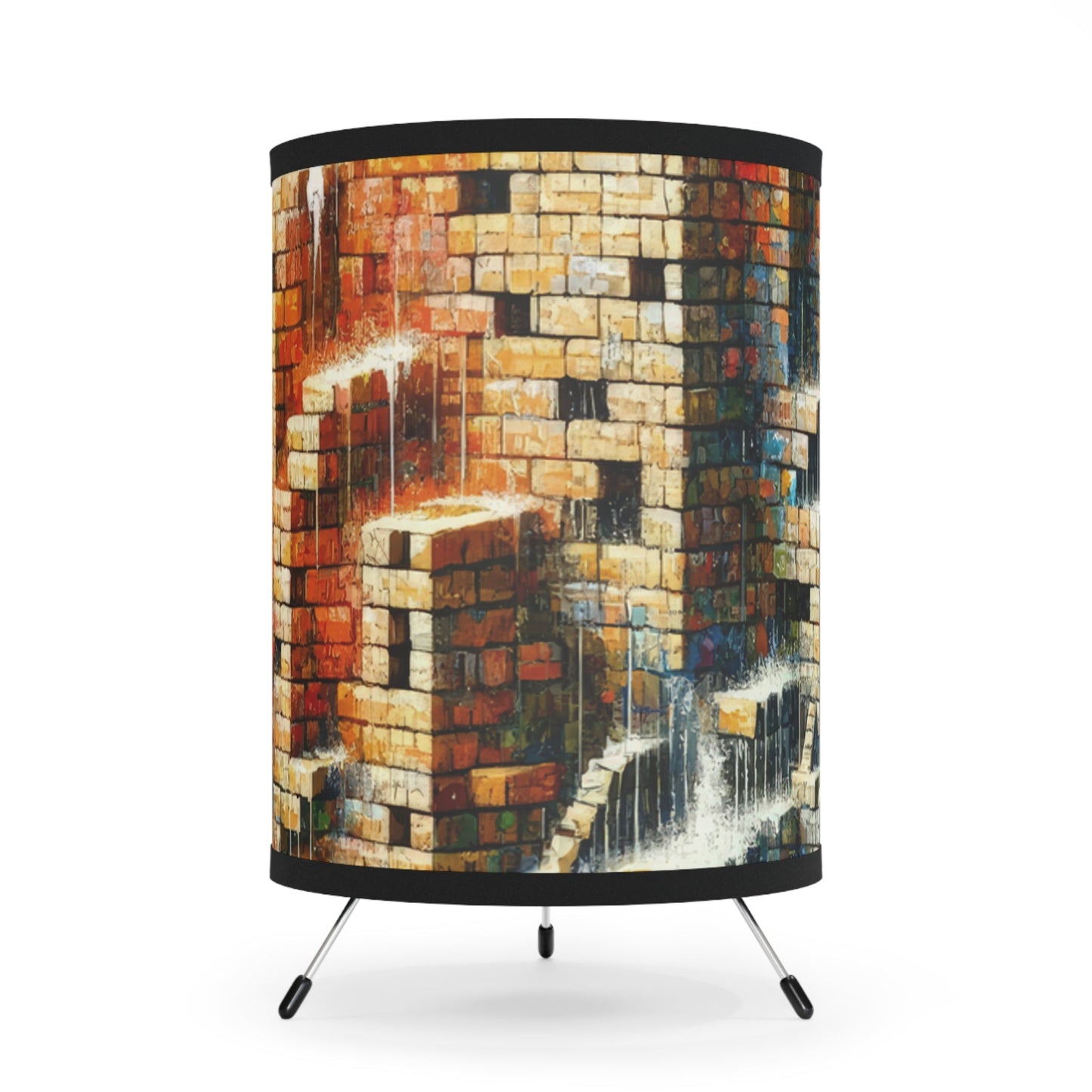 Actions Constructing Society Tripod Lamp with High-Res Printed Shade, US\CA plug - ATUH.ART