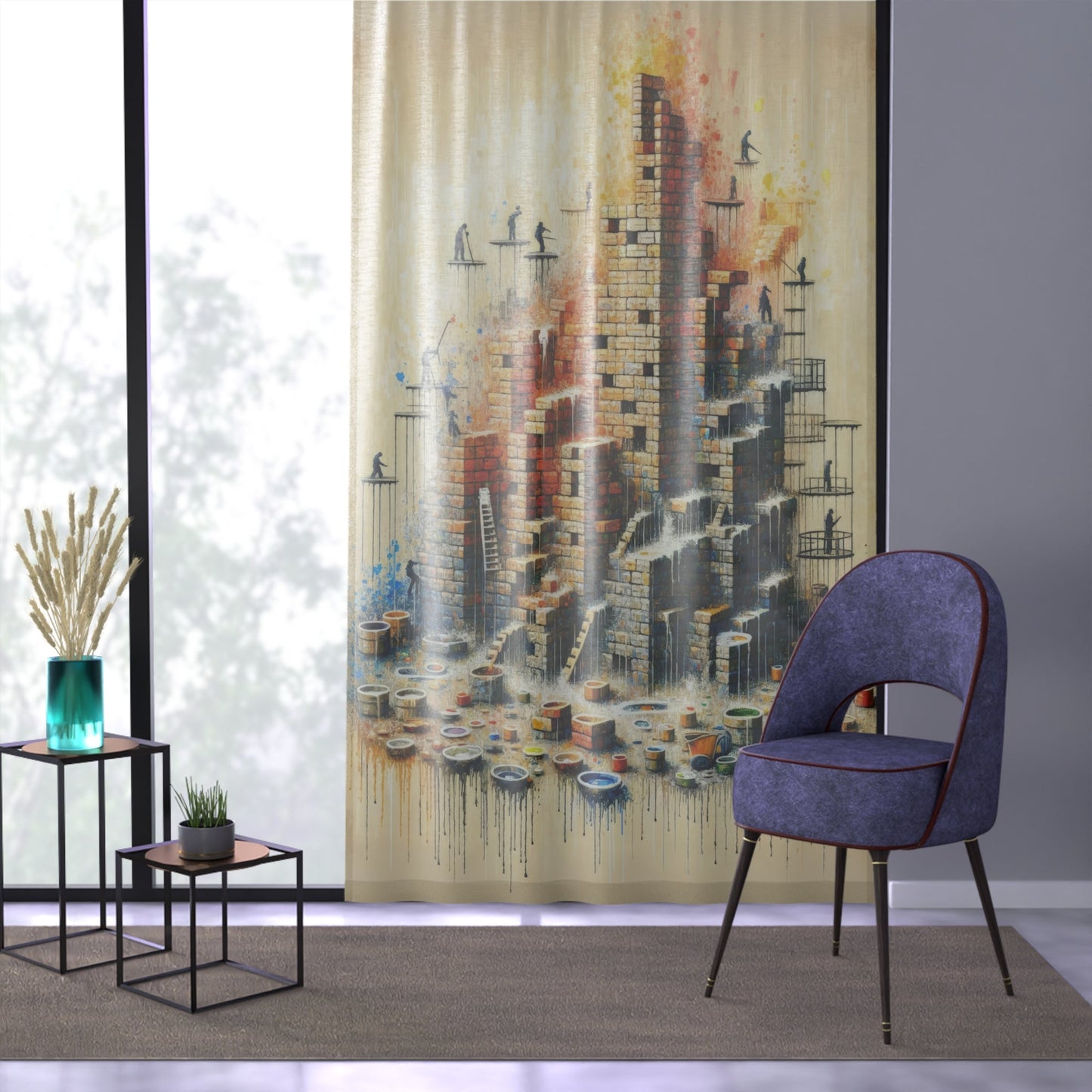 Actions Constructing Society Window Curtain - ATUH.ART