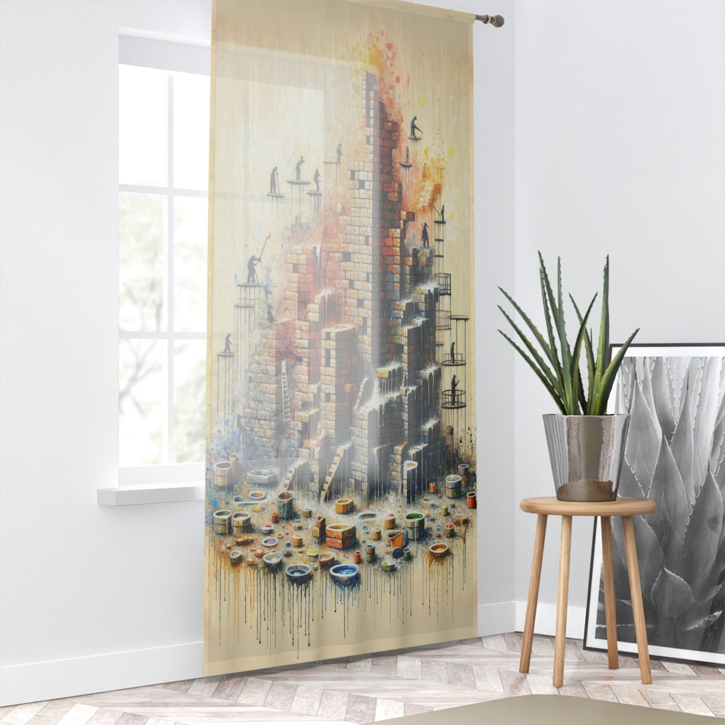 Actions Constructing Society Window Curtain - ATUH.ART