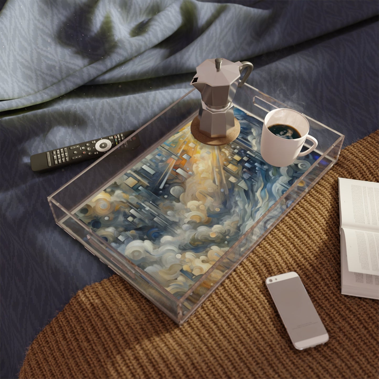 Adrift Beacon Tachism Acrylic Serving Tray - ATUH.ART