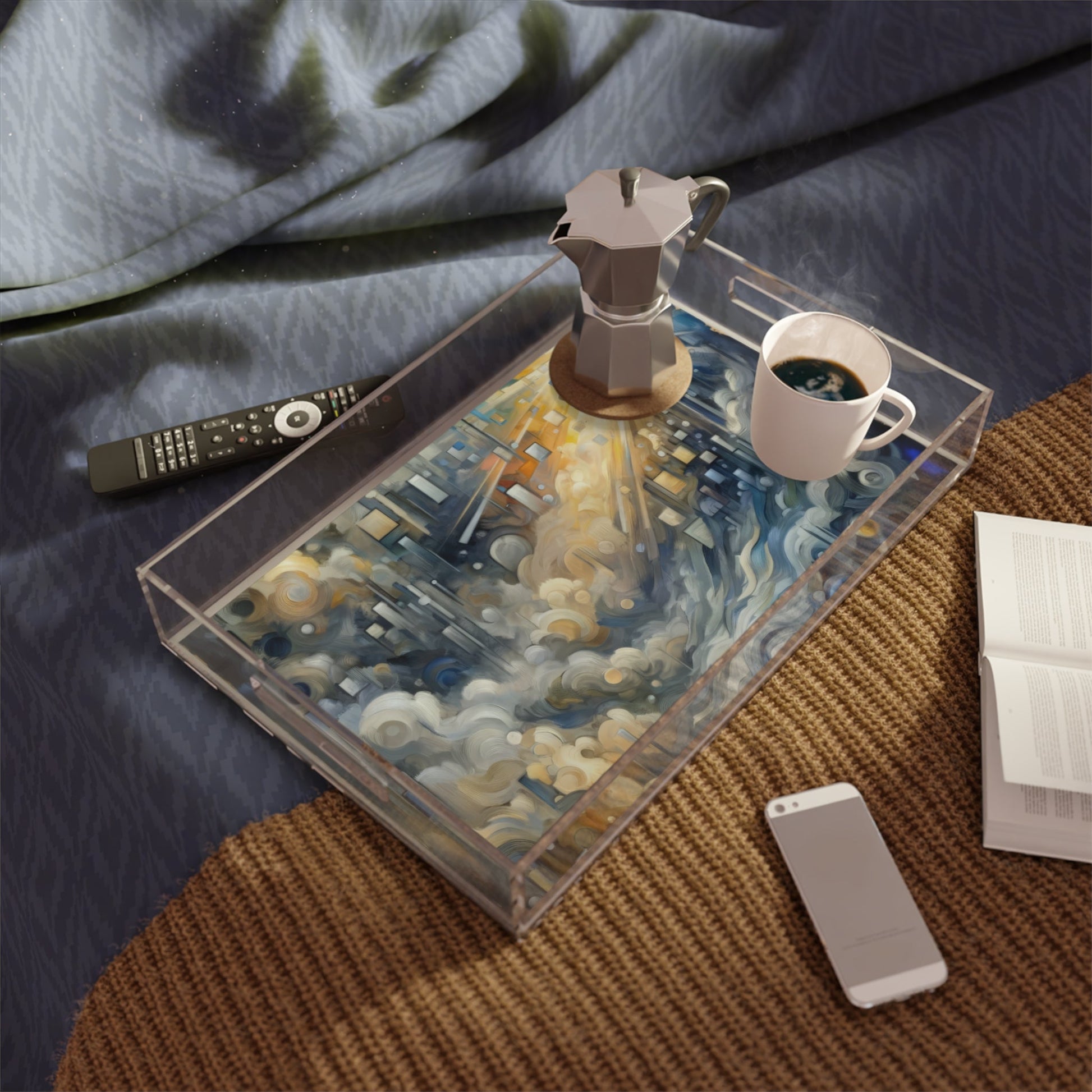 Adrift Beacon Tachism Acrylic Serving Tray - ATUH.ART