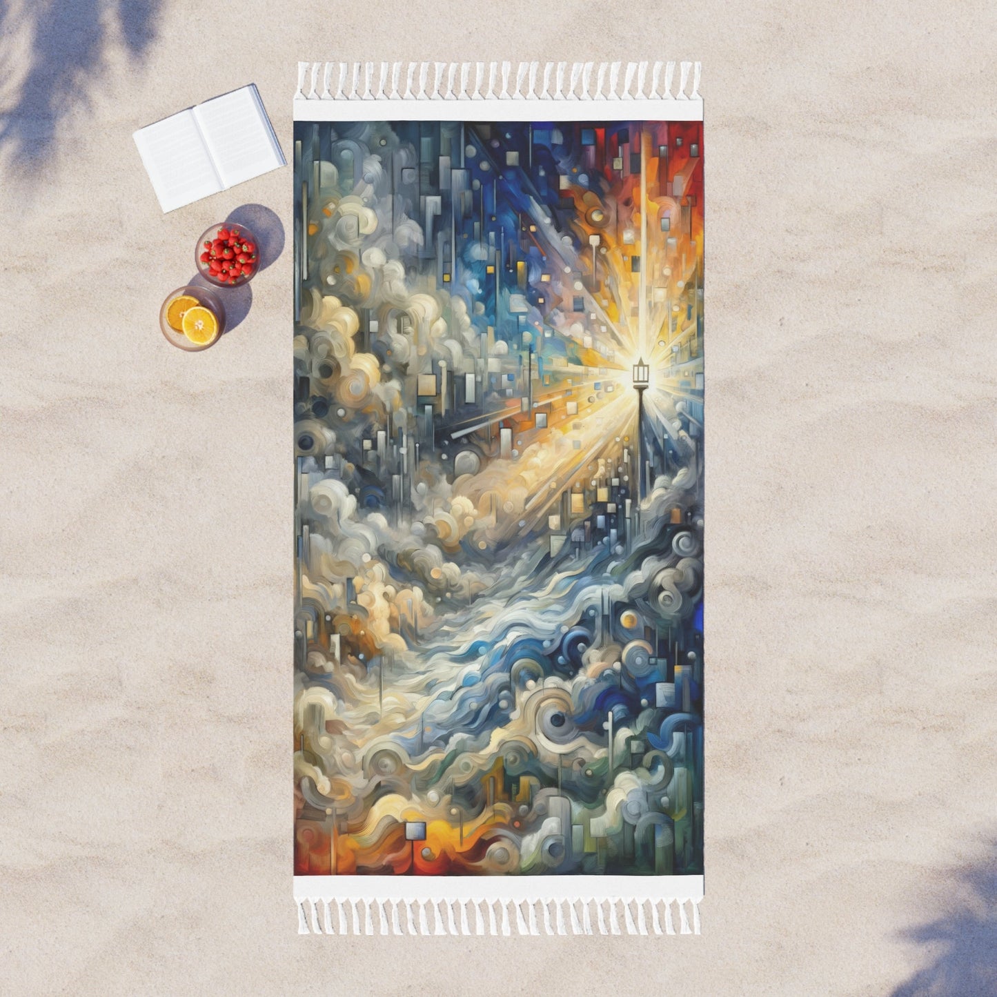 Adrift Beacon Tachism Boho Beach Cloth - ATUH.ART