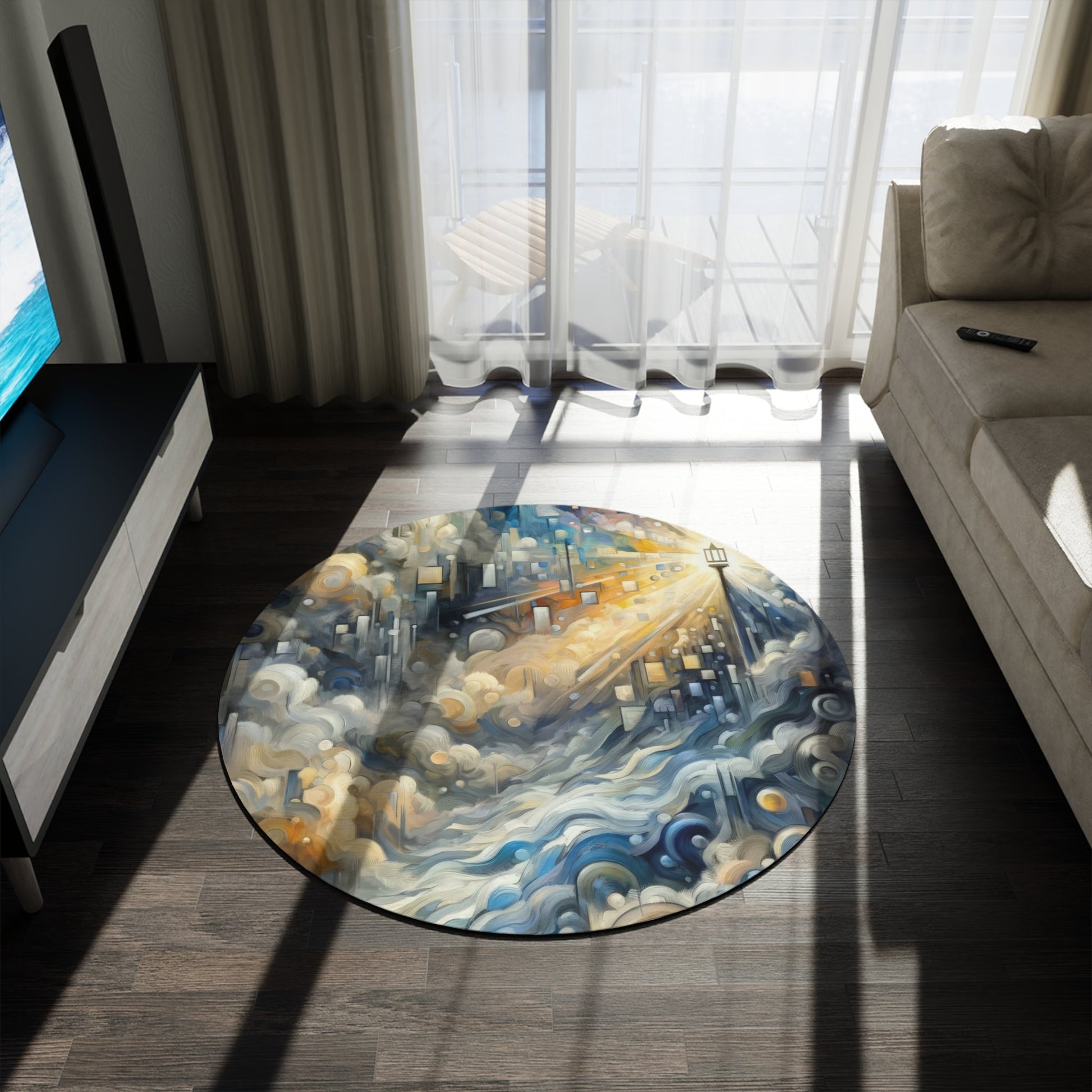 Adrift Beacon Tachism Round Rug - ATUH.ART