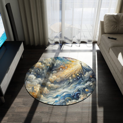 Adrift Beacon Tachism Round Rug - ATUH.ART