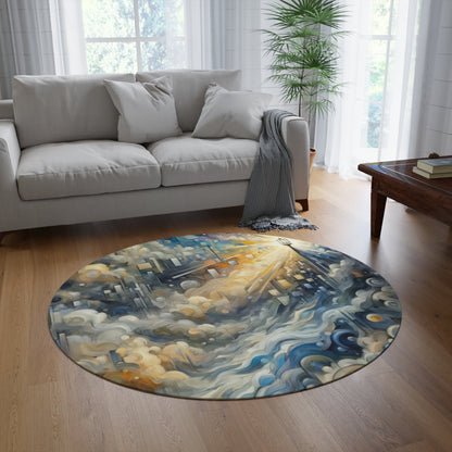 Adrift Beacon Tachism Round Rug - ATUH.ART