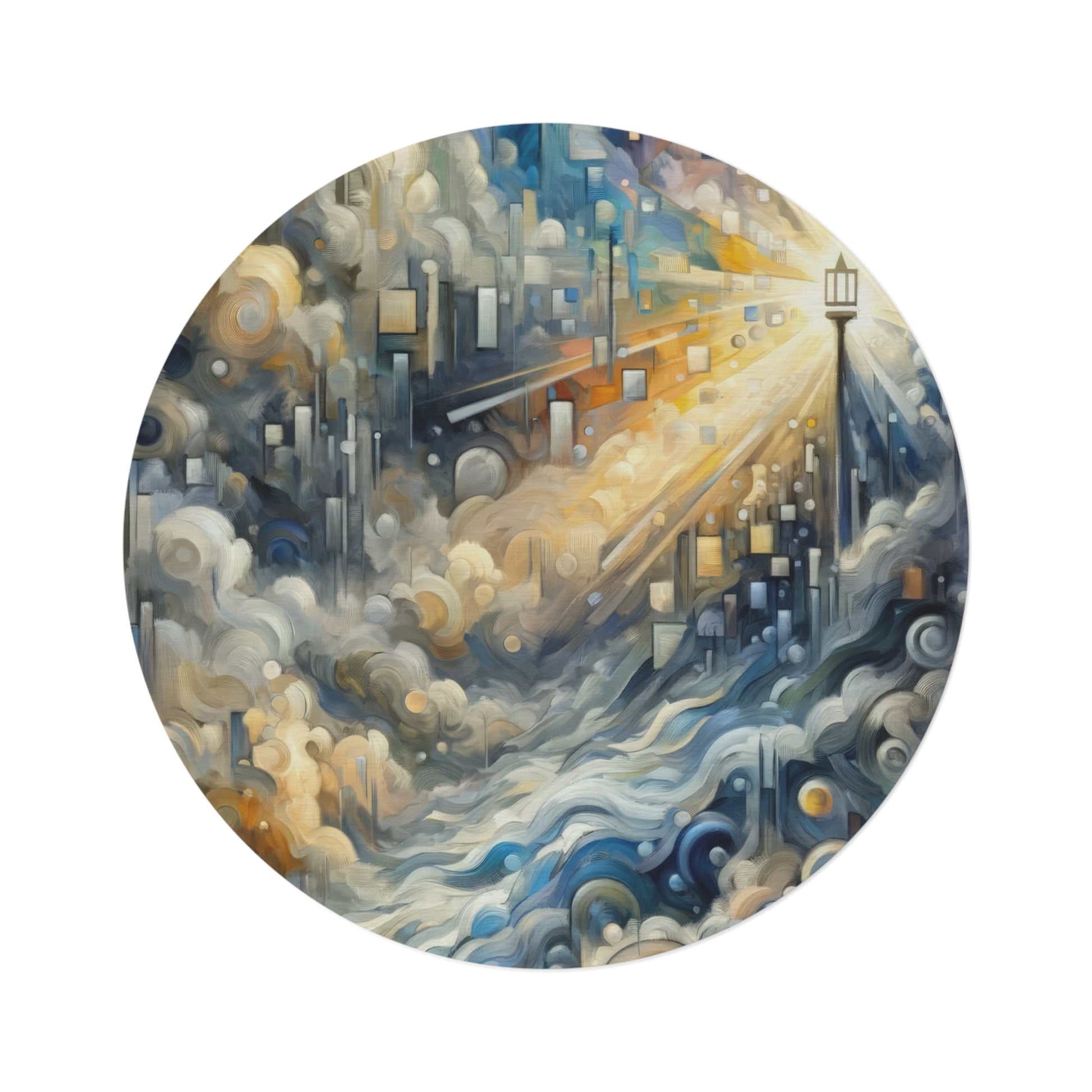 Adrift Beacon Tachism Round Rug - ATUH.ART