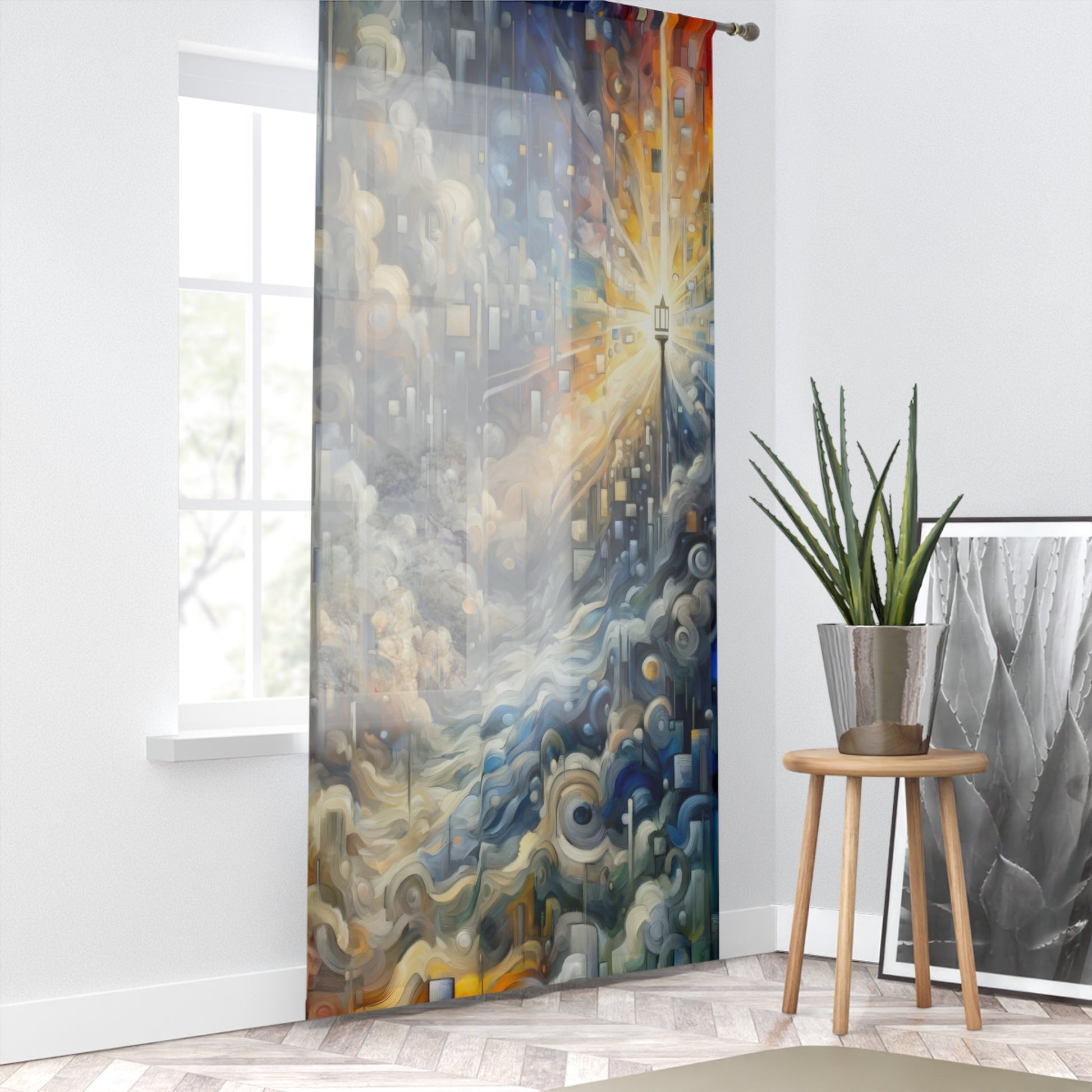 Adrift Beacon Tachism Window Curtain - ATUH.ART