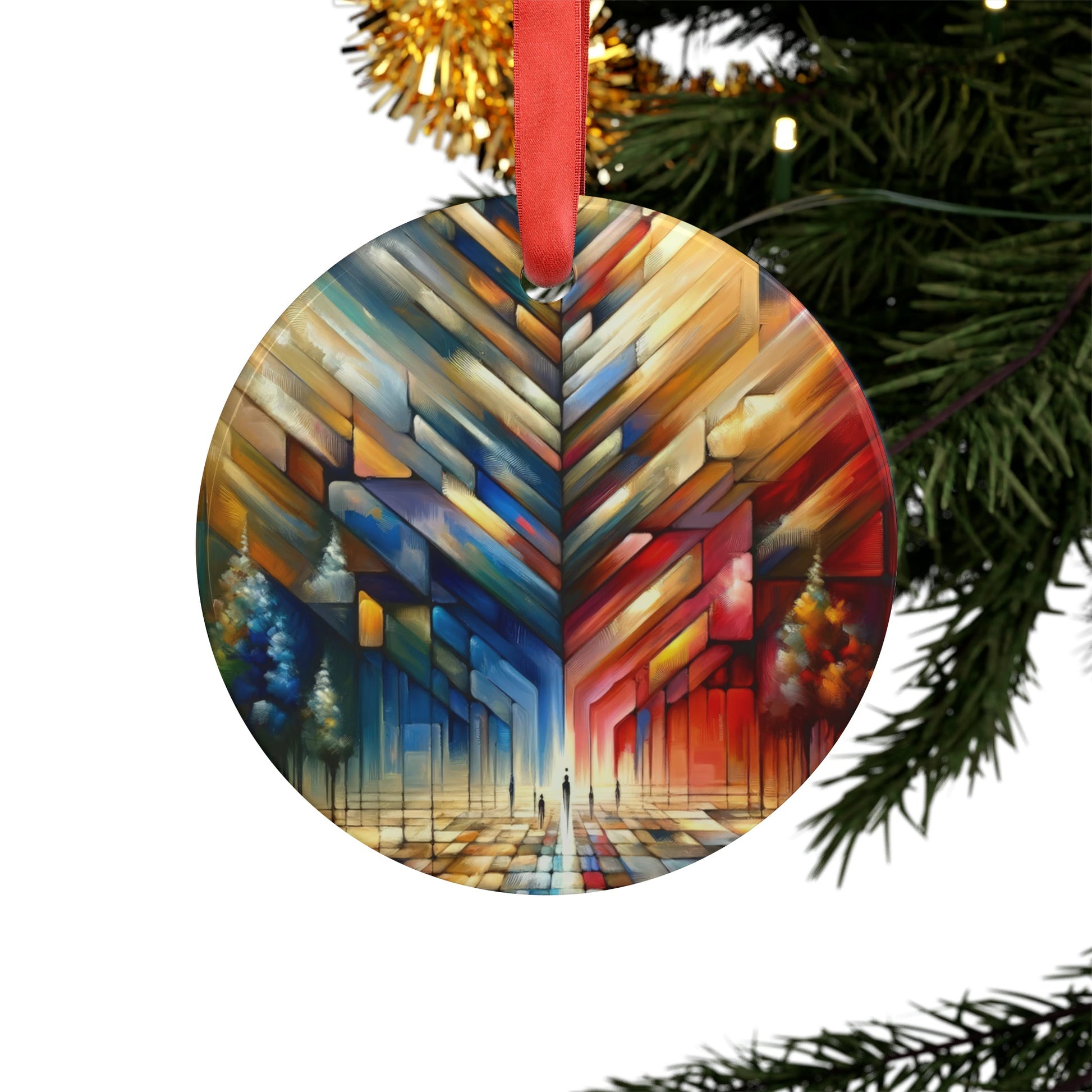 Anchored Tenets Abstraction Acrylic Ornament with Ribbon - ATUH.ART