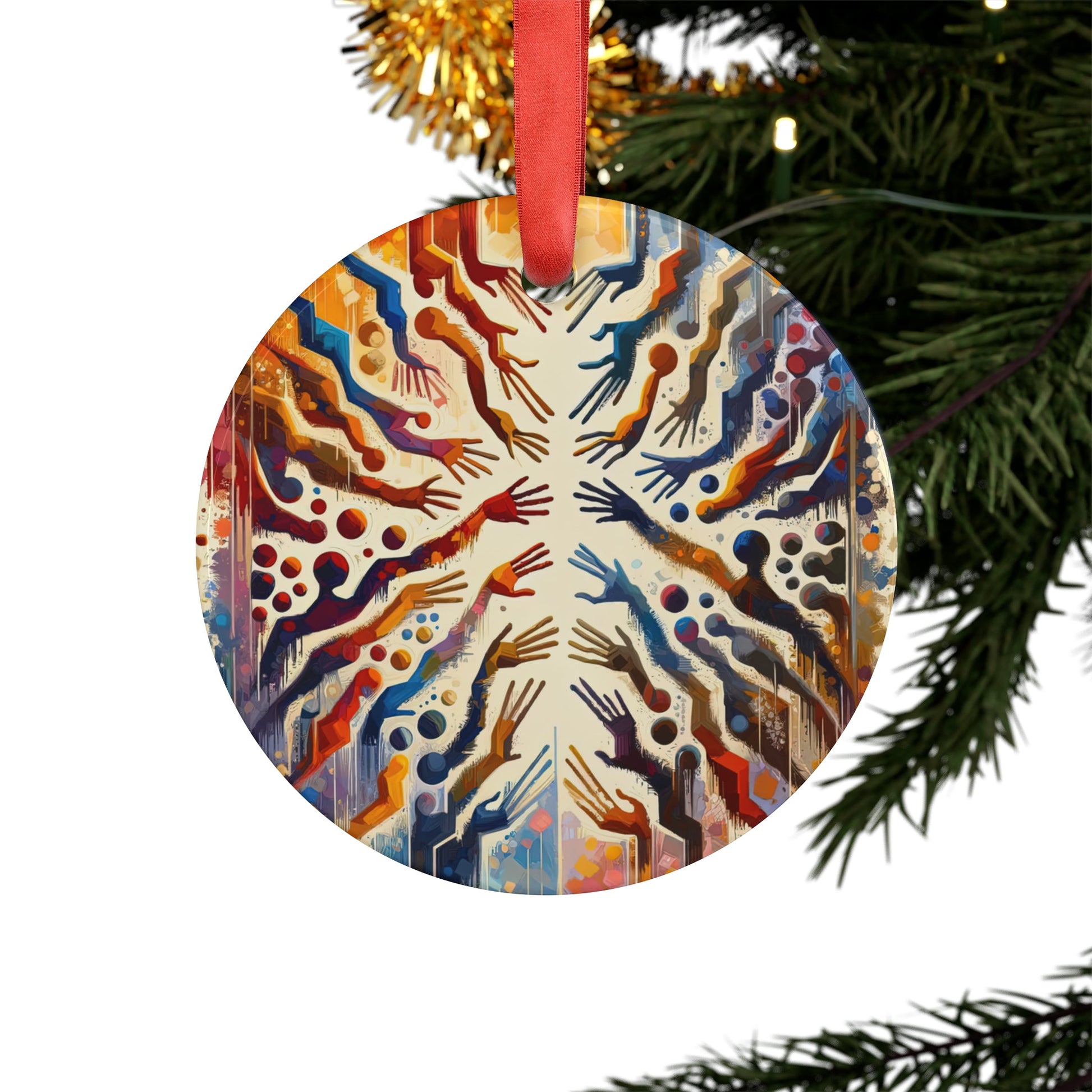 Architects Wisdom Tachism Acrylic Ornament with Ribbon - ATUH.ART