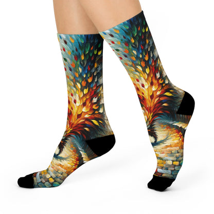 Autumn Whirlwind Escape Cushioned Crew Socks - ATUH.ART