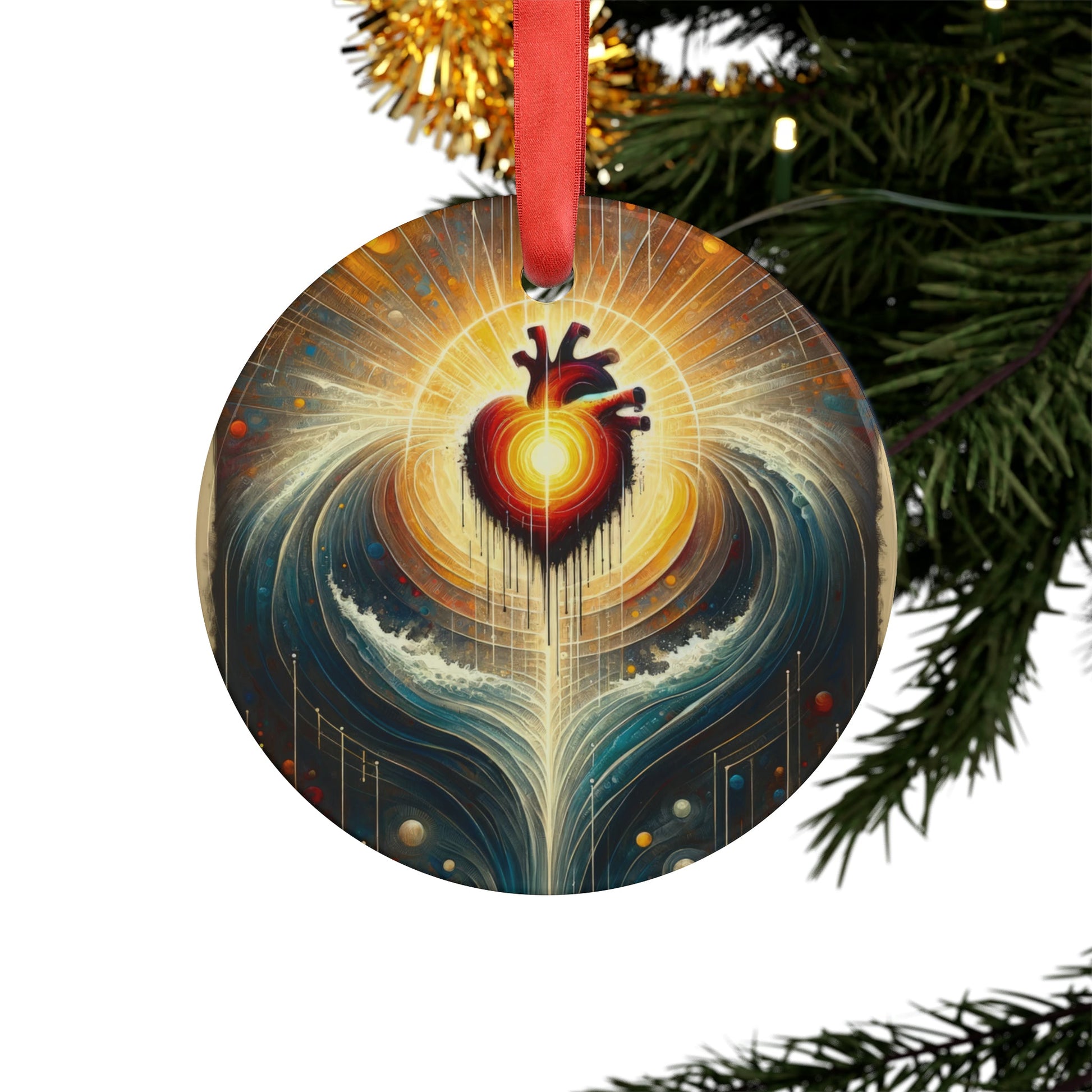 Awakened Heart Waves Acrylic Ornament with Ribbon - ATUH.ART