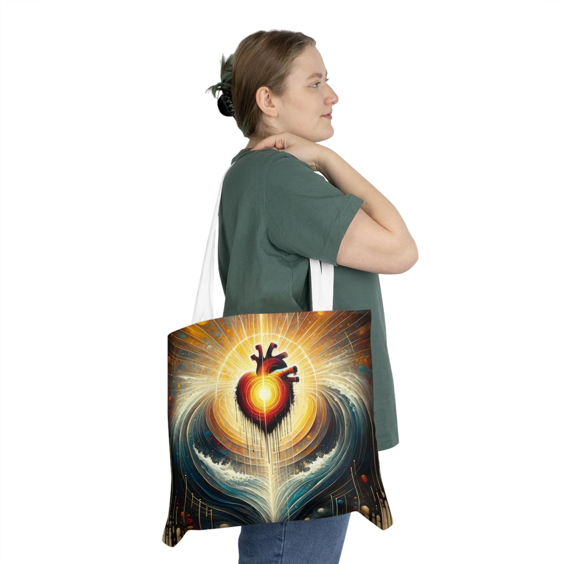 Awakened Heart Waves Shoulder Tote Bag (AOP) - ATUH.ART