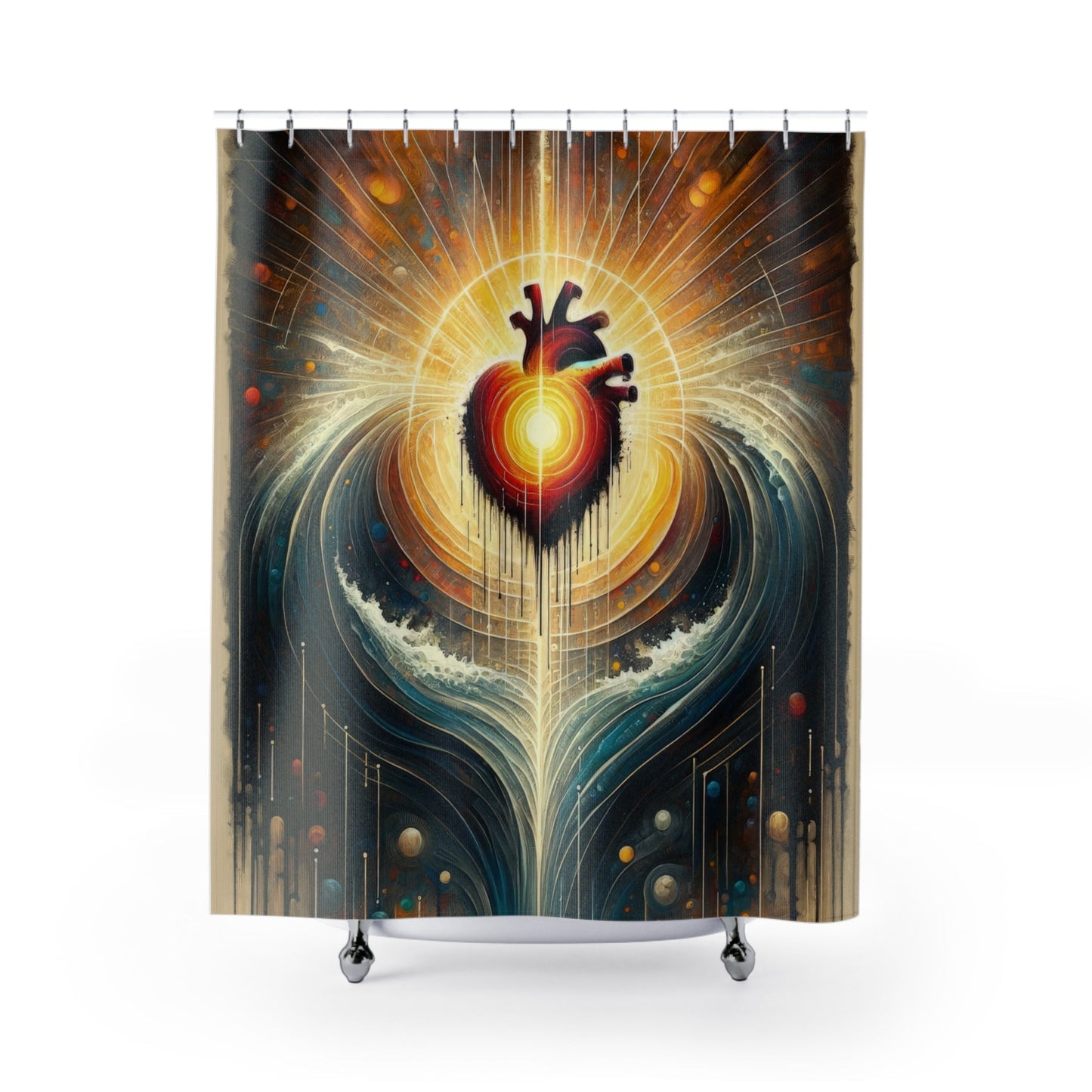 Awakened Heart Waves Shower Curtains - ATUH.ART