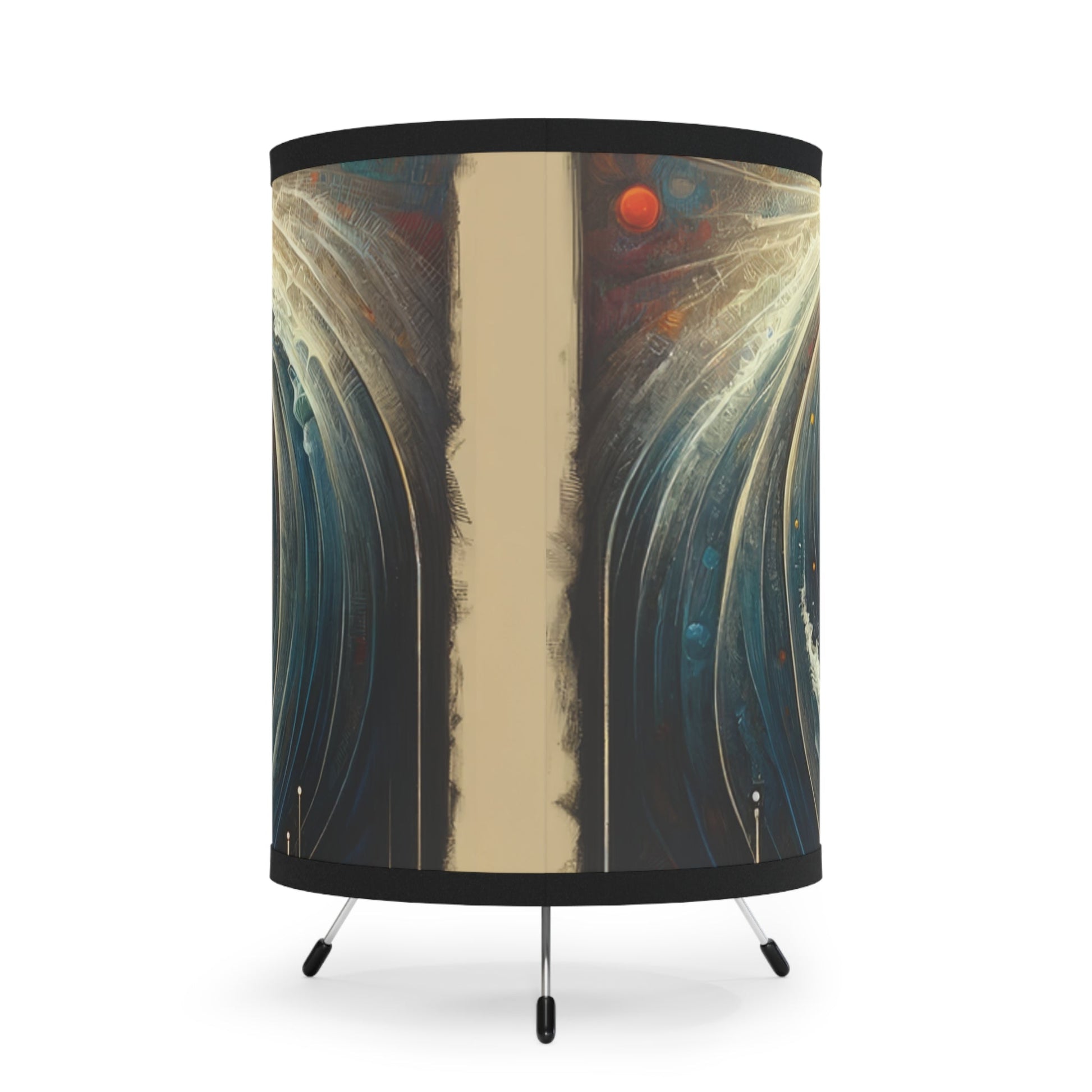 Awakened Heart Waves Tripod Lamp with High-Res Printed Shade, US\CA plug - ATUH.ART
