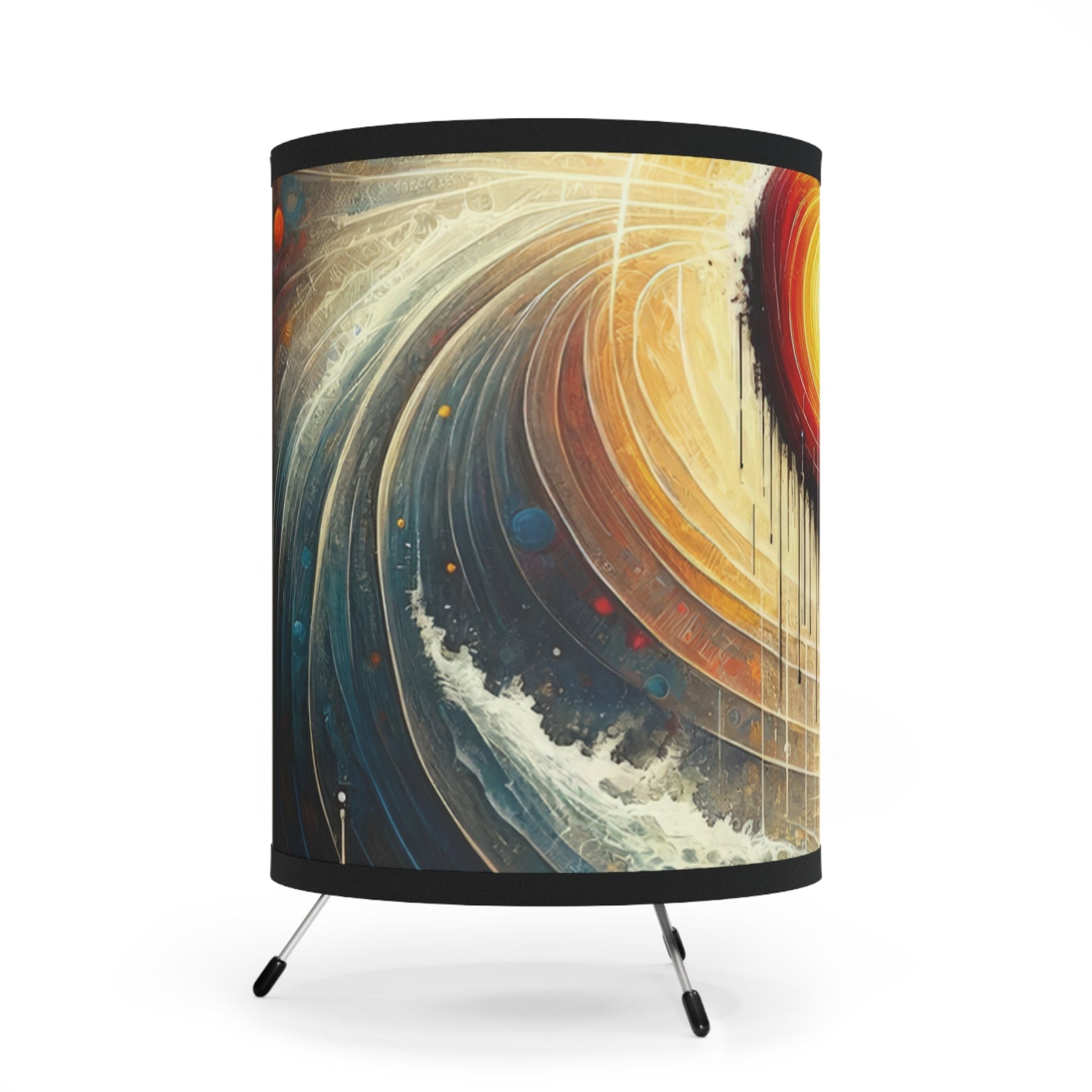 Awakened Heart Waves Tripod Lamp with High-Res Printed Shade, US\CA plug - ATUH.ART