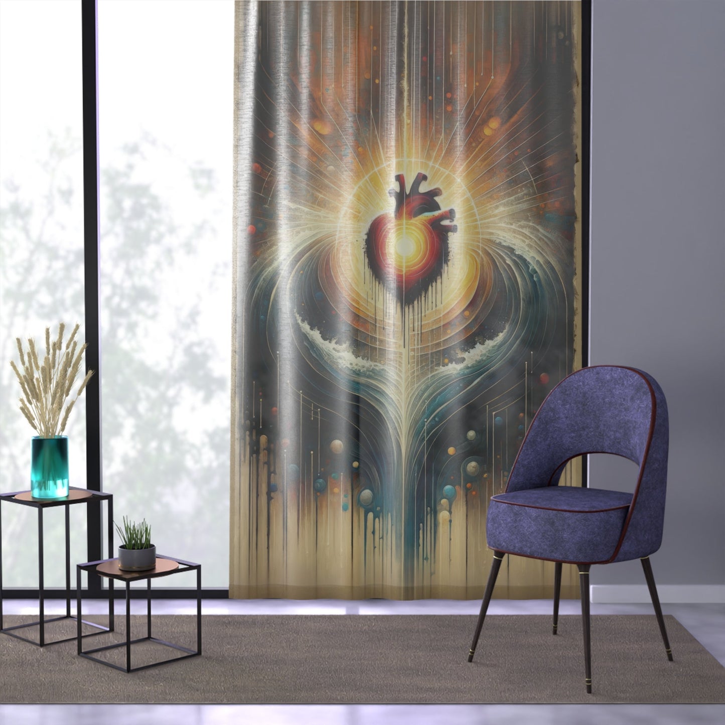 Awakened Heart Waves Window Curtain - ATUH.ART
