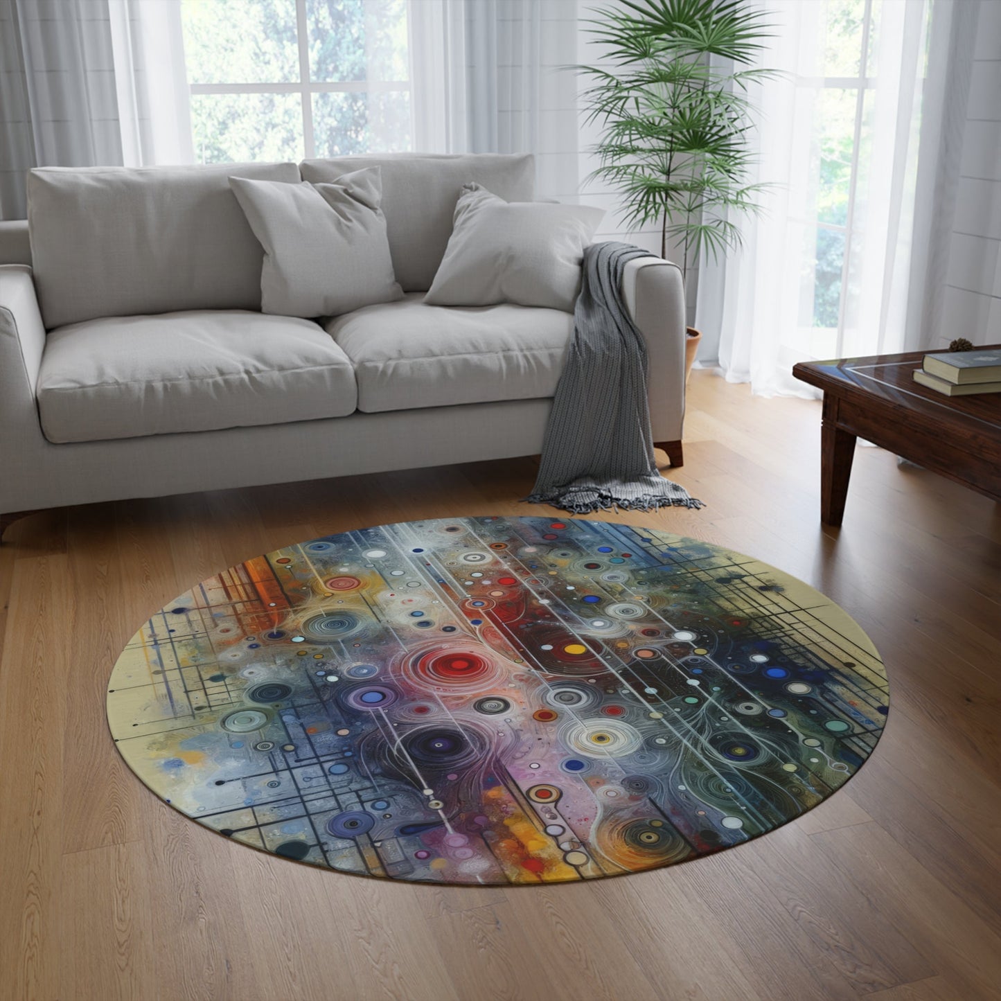 Awakenings Interconnectedness Tachism Round Rug - ATUH.ART