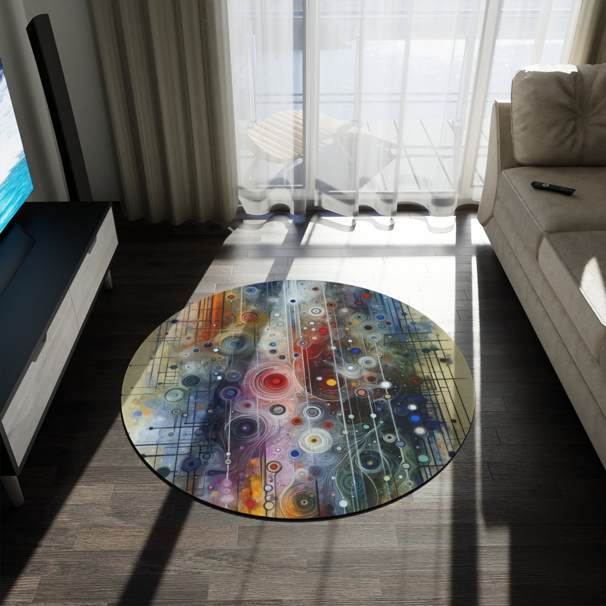 Awakenings Interconnectedness Tachism Round Rug - ATUH.ART