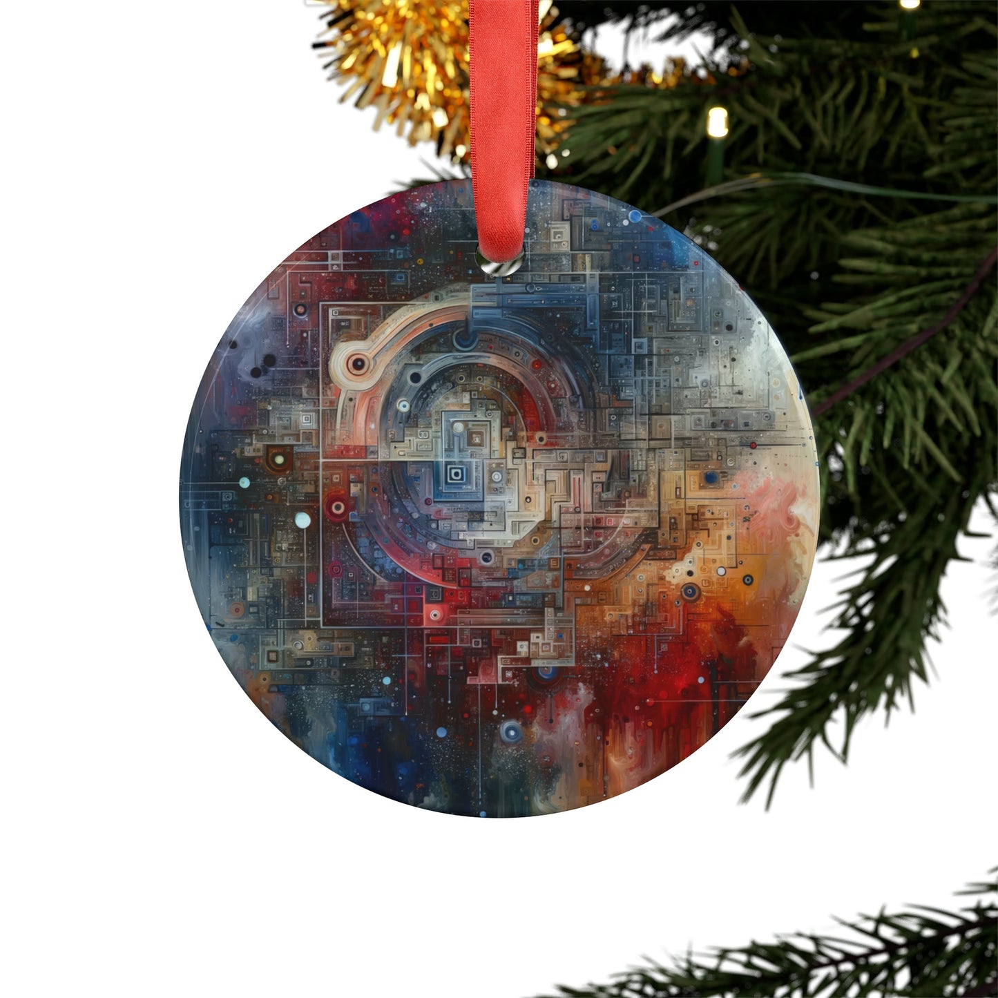 Awareness Algorithm Tachism Acrylic Ornament with Ribbon - ATUH.ART