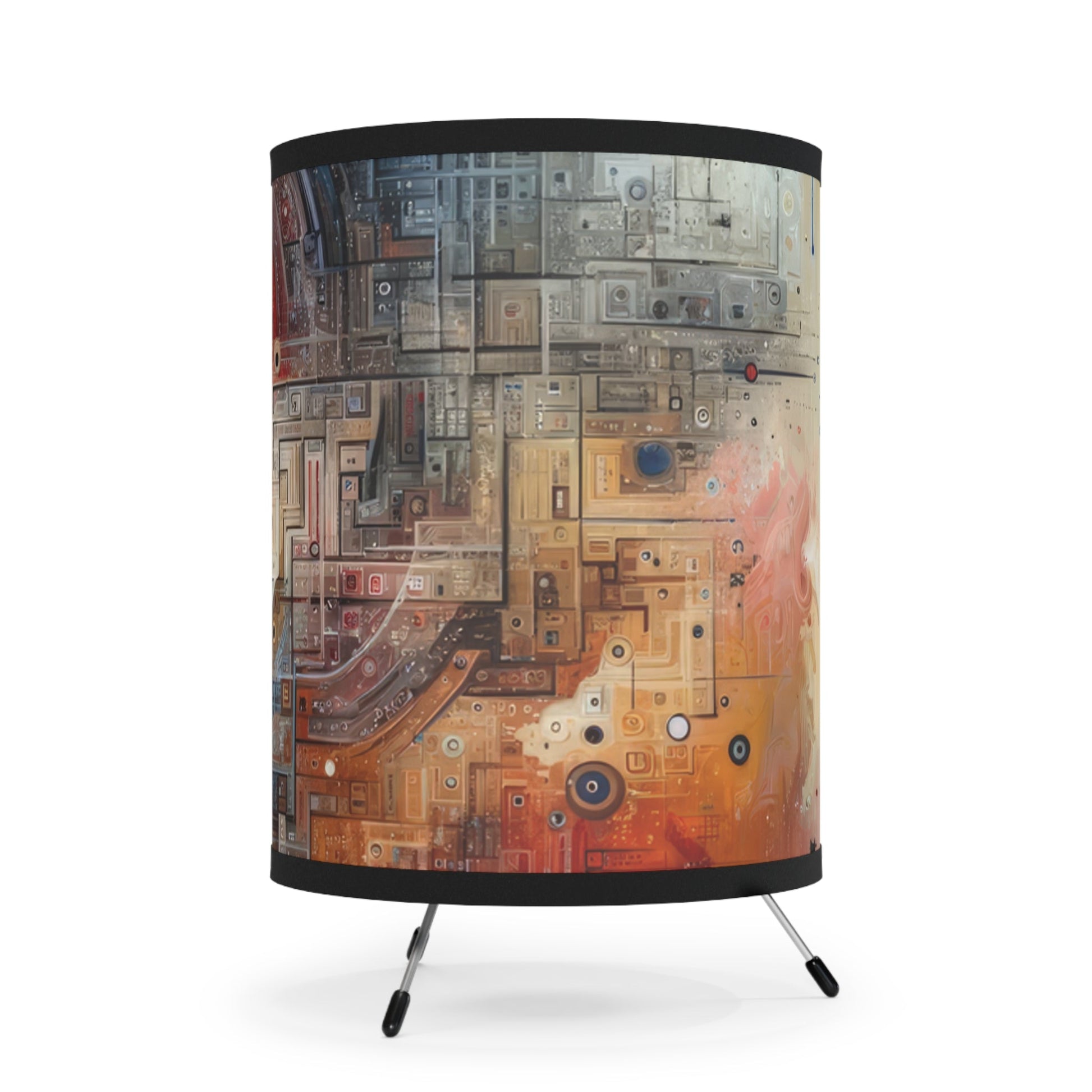 Awareness Algorithm Tachism Tripod Lamp with High-Res Printed Shade, US\CA plug - ATUH.ART