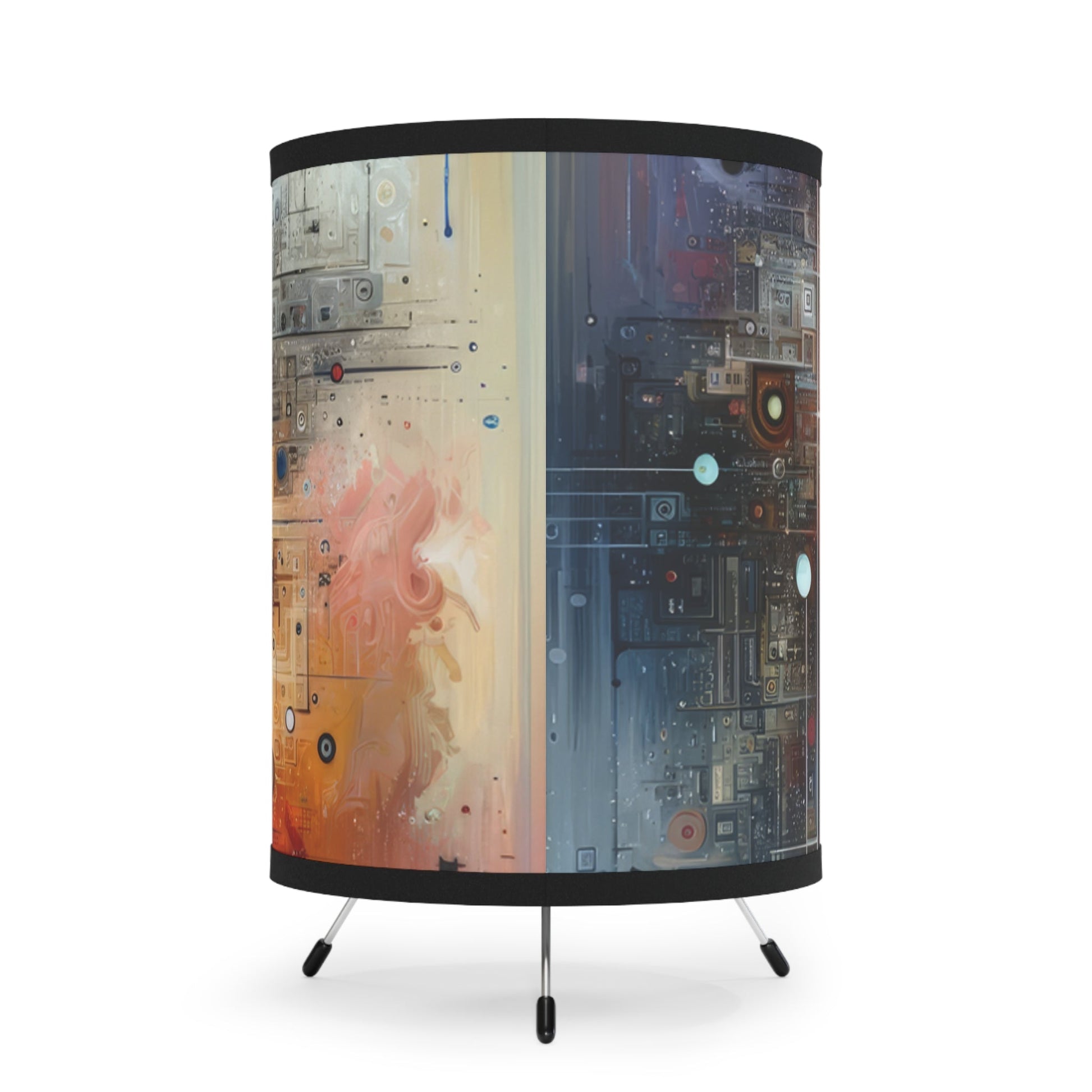 Awareness Algorithm Tachism Tripod Lamp with High-Res Printed Shade, US\CA plug - ATUH.ART