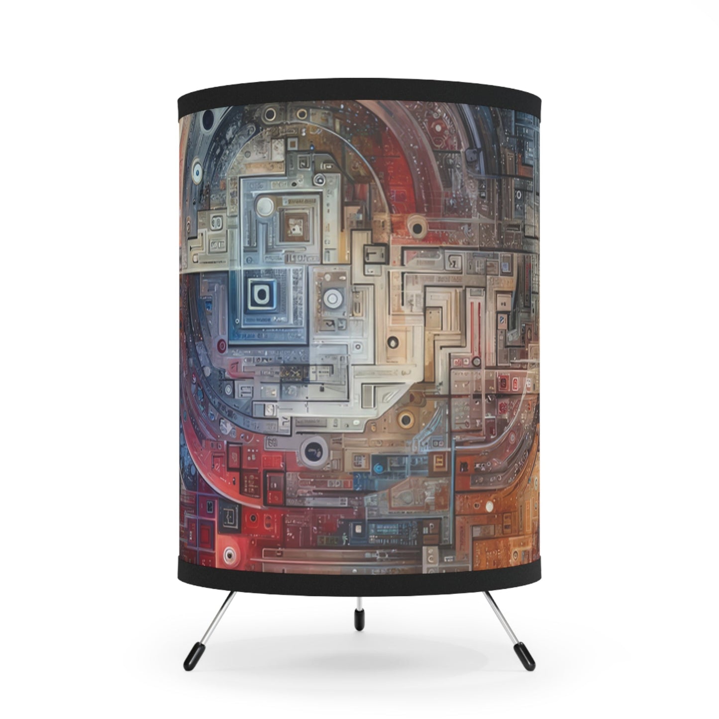 Awareness Algorithm Tachism Tripod Lamp with High-Res Printed Shade, US\CA plug - ATUH.ART