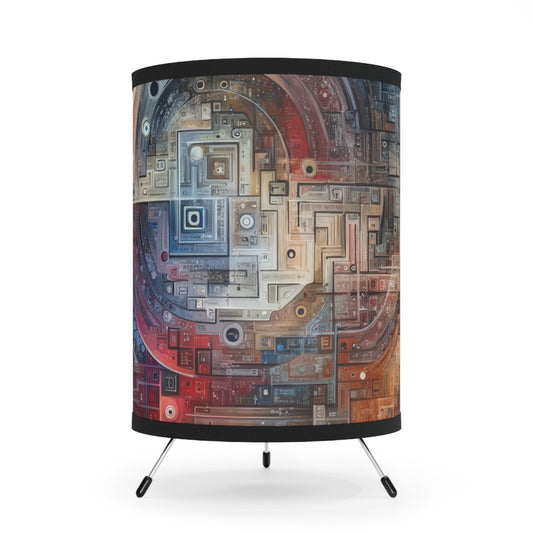Awareness Algorithm Tachism Tripod Lamp with High-Res Printed Shade, US\CA plug - ATUH.ART