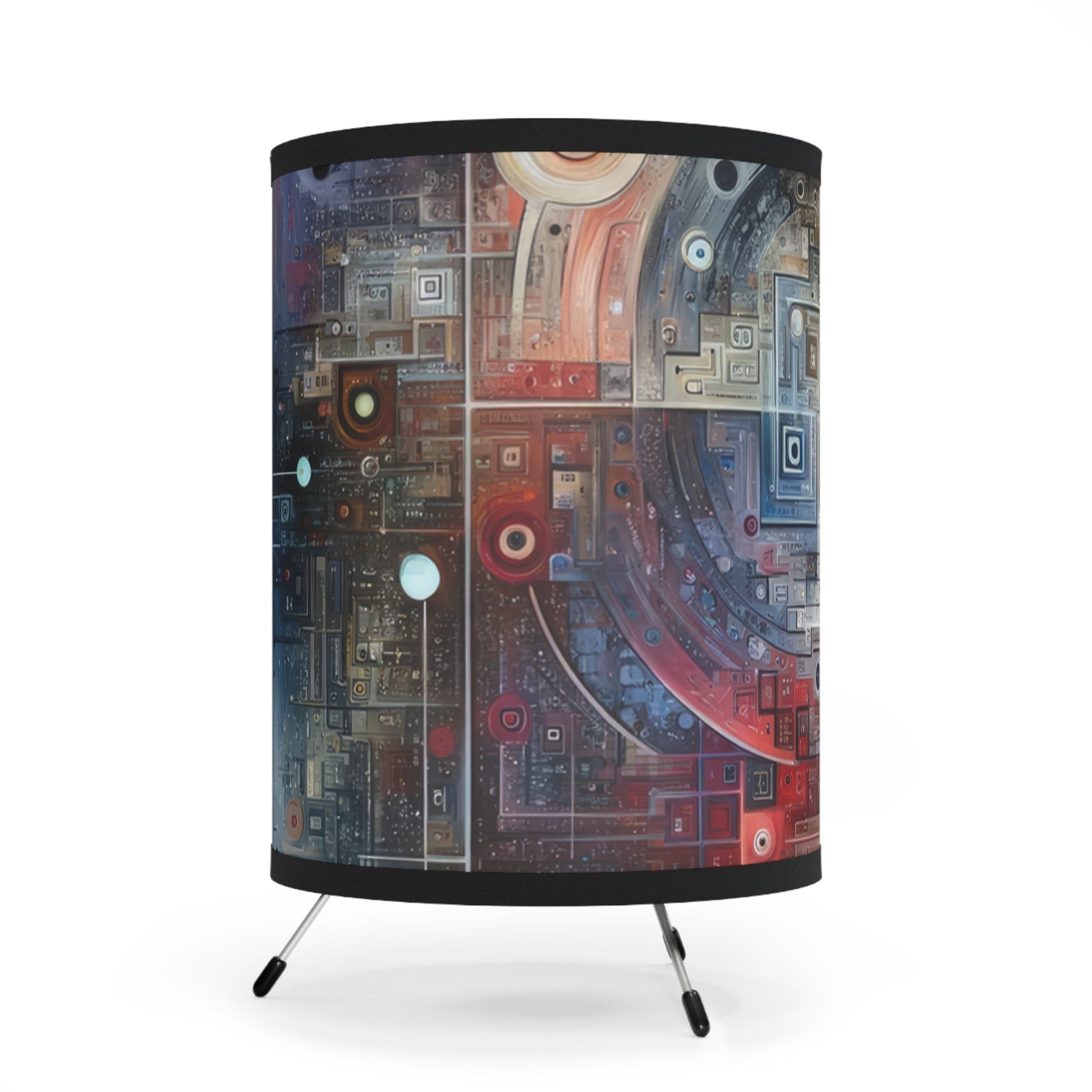 Awareness Algorithm Tachism Tripod Lamp with High-Res Printed Shade, US\CA plug - ATUH.ART