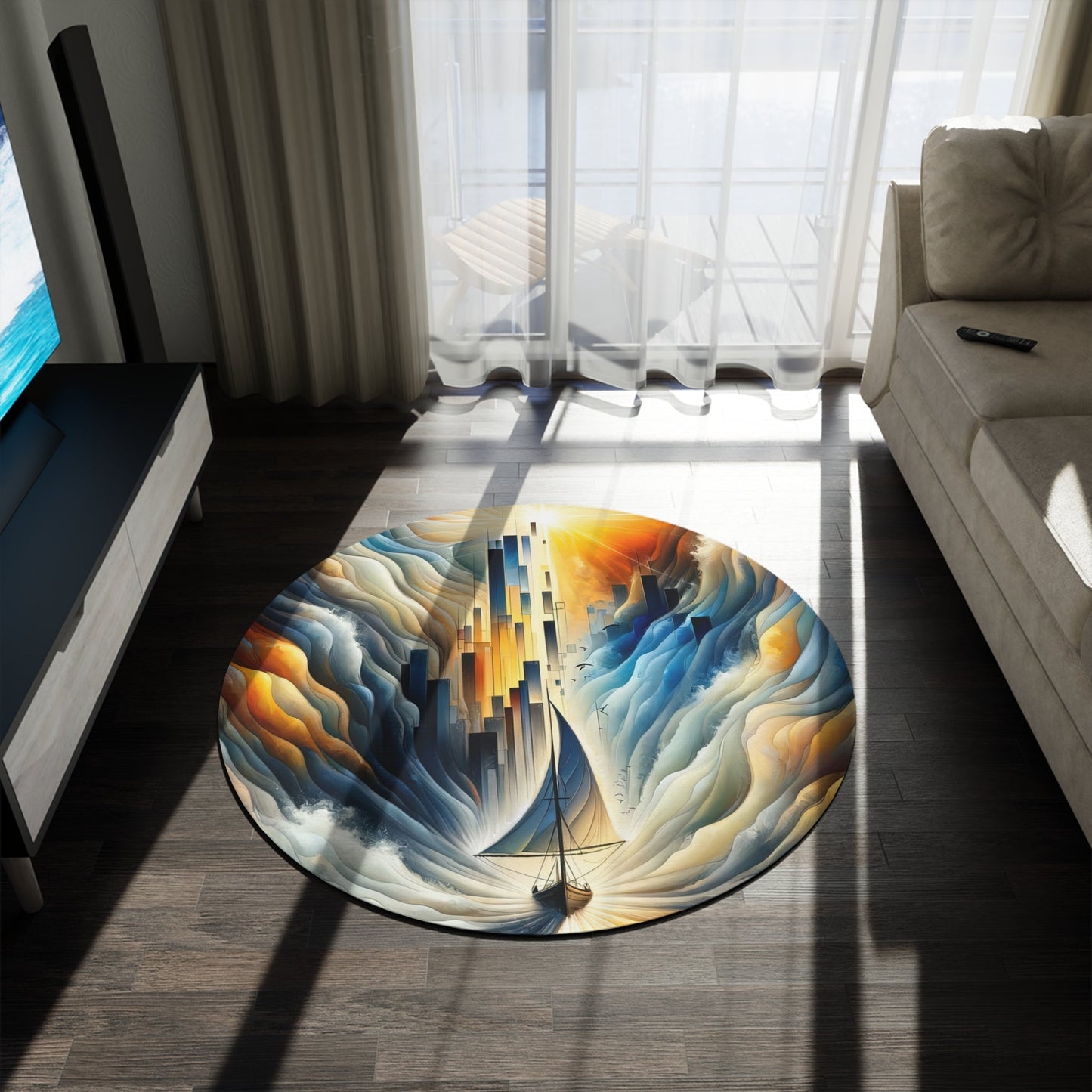 Beacon Sail Change Round Rug - ATUH.ART