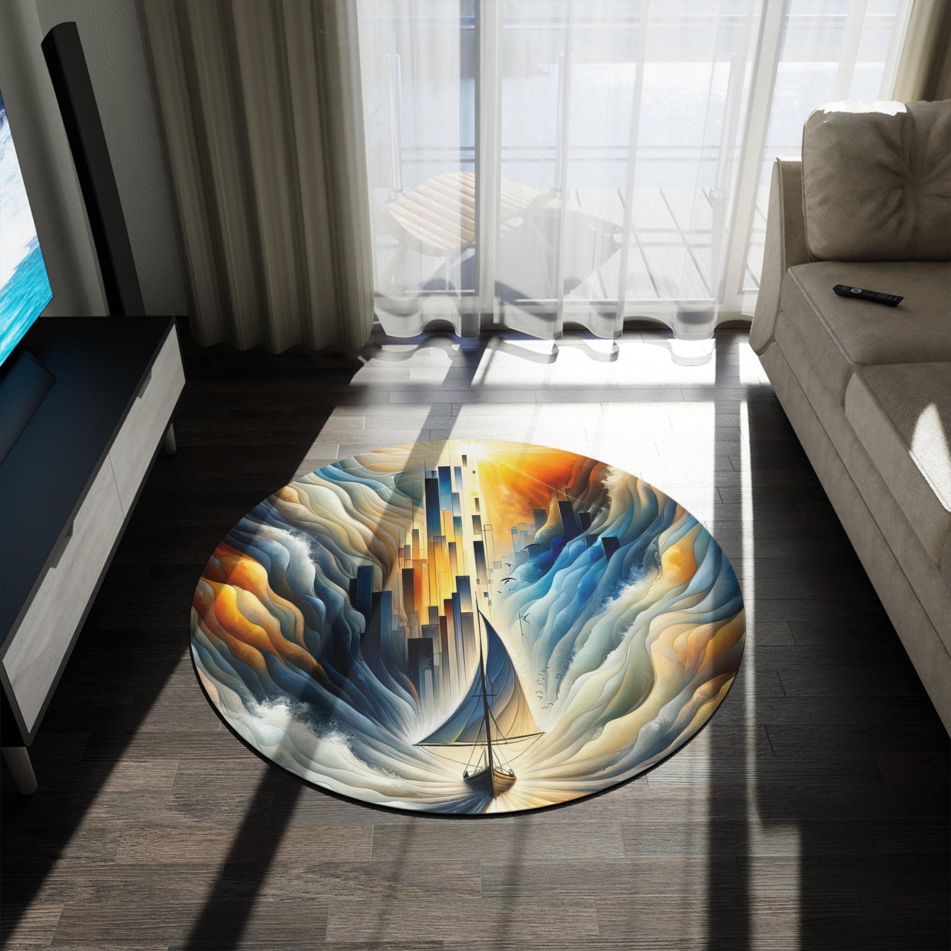 Beacon Sail Change Round Rug - ATUH.ART