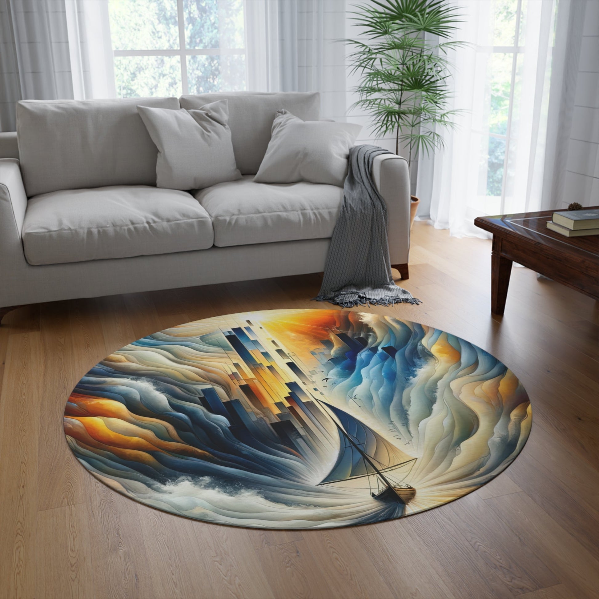 Beacon Sail Change Round Rug - ATUH.ART