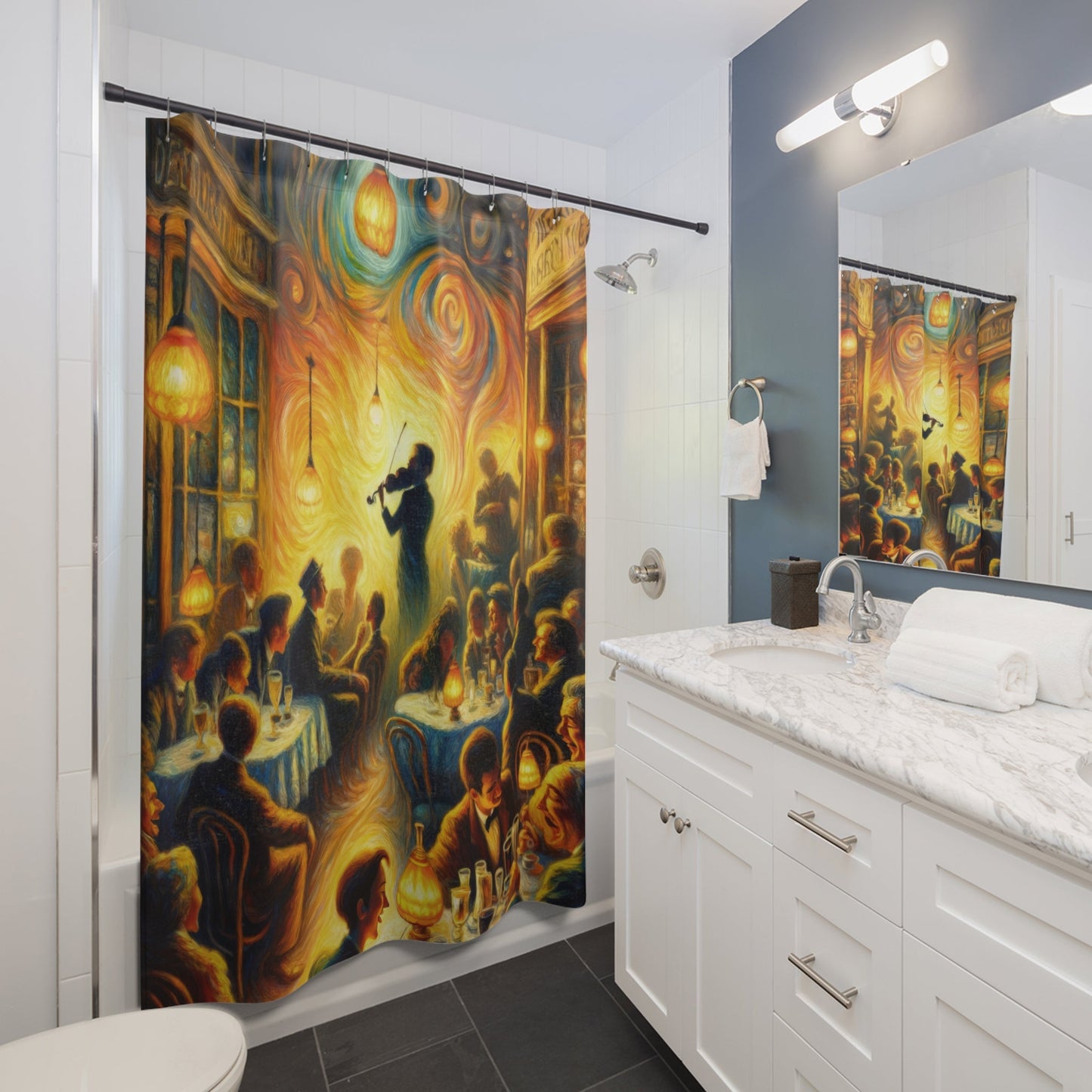 Bistro Emotive Entry Shower Curtains - ATUH.ART
