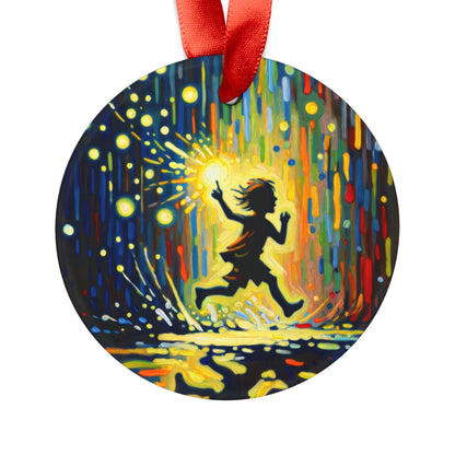 Child Firefly Chase Acrylic Ornament with Ribbon - ATUH.ART
