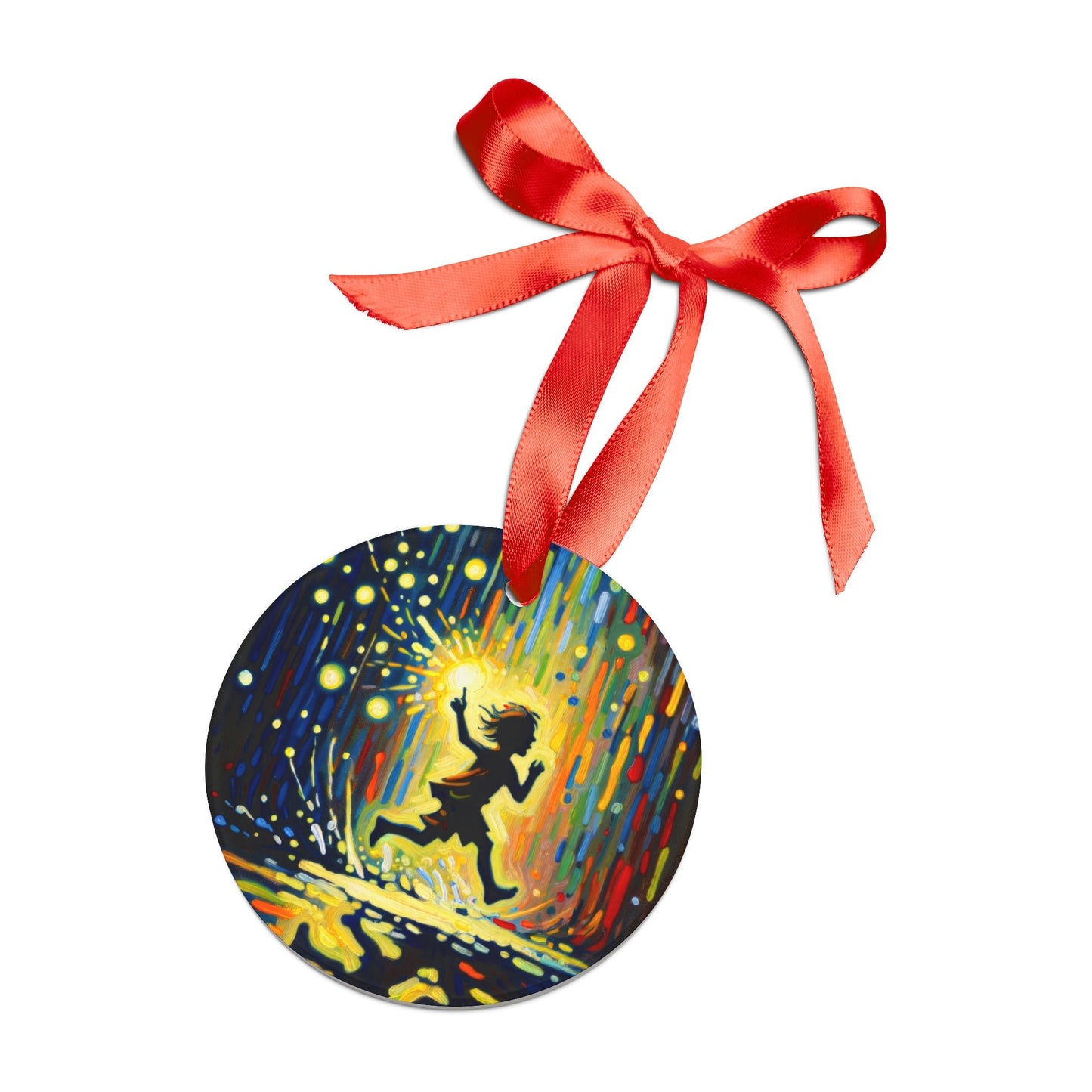 Child Firefly Chase Acrylic Ornament with Ribbon - ATUH.ART