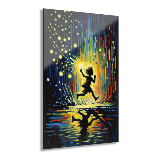 Child Firefly Chase Acrylic Prints (French Cleat Hanging) - ATUH.ART