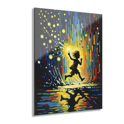 Child Firefly Chase Acrylic Prints (French Cleat Hanging) - ATUH.ART