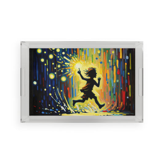 Child Firefly Chase Acrylic Serving Tray - ATUH.ART