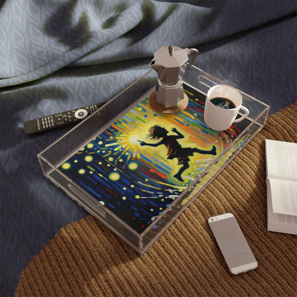 Child Firefly Chase Acrylic Serving Tray - ATUH.ART