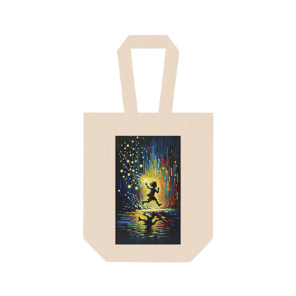 Child Firefly Chase Double Wine Tote Bag - ATUH.ART