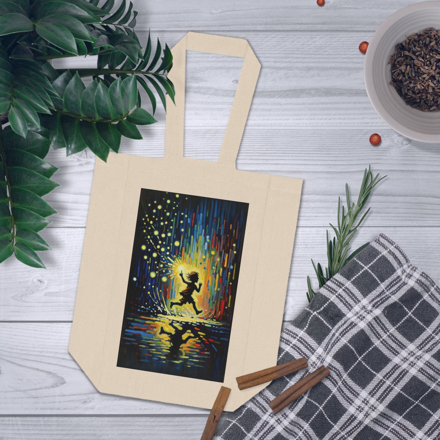 Child Firefly Chase Double Wine Tote Bag - ATUH.ART