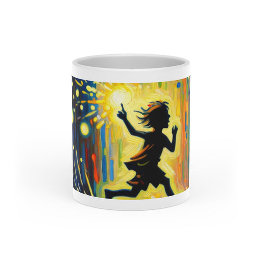 Child Firefly Chase Heart-Shaped Mug - ATUH.ART