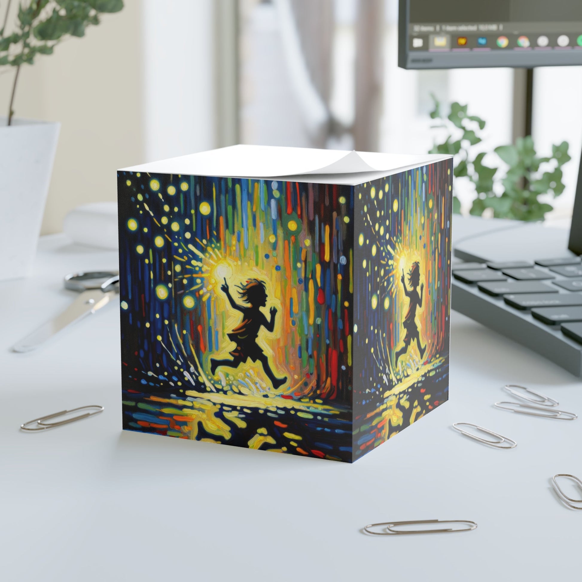 Child Firefly Chase Note Cube - ATUH.ART