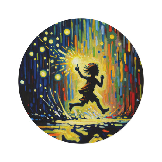 Child Firefly Chase Round Rug - ATUH.ART
