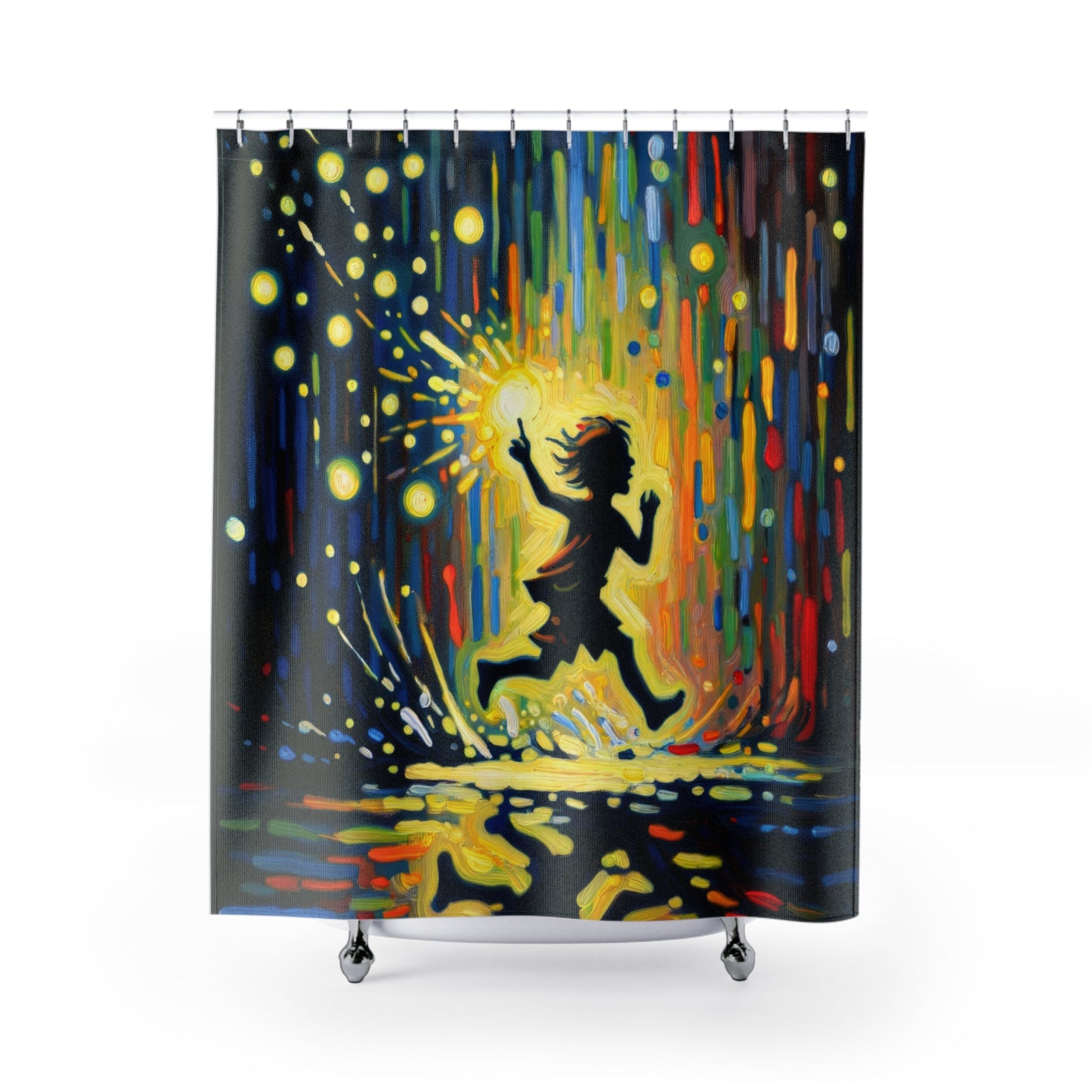 Child Firefly Chase Shower Curtains - ATUH.ART