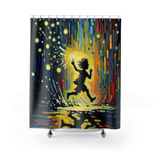 Child Firefly Chase Shower Curtains - ATUH.ART