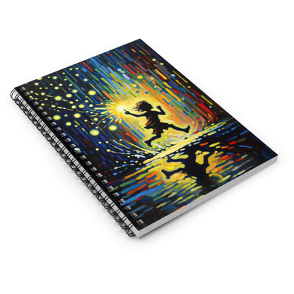 Child Firefly Chase Spiral Notebook - Ruled Line - ATUH.ART