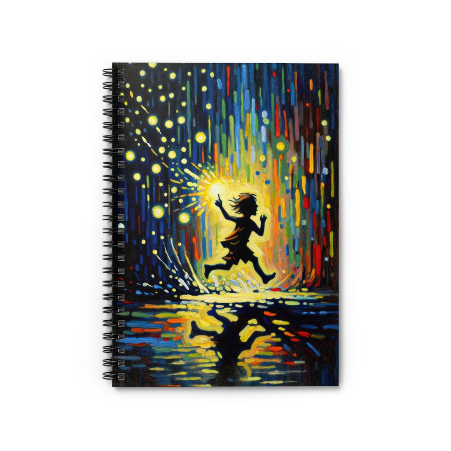 Child Firefly Chase Spiral Notebook - Ruled Line - ATUH.ART