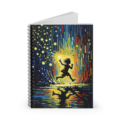 Child Firefly Chase Spiral Notebook - Ruled Line - ATUH.ART