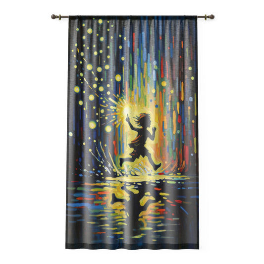 Child Firefly Chase Window Curtain - ATUH.ART