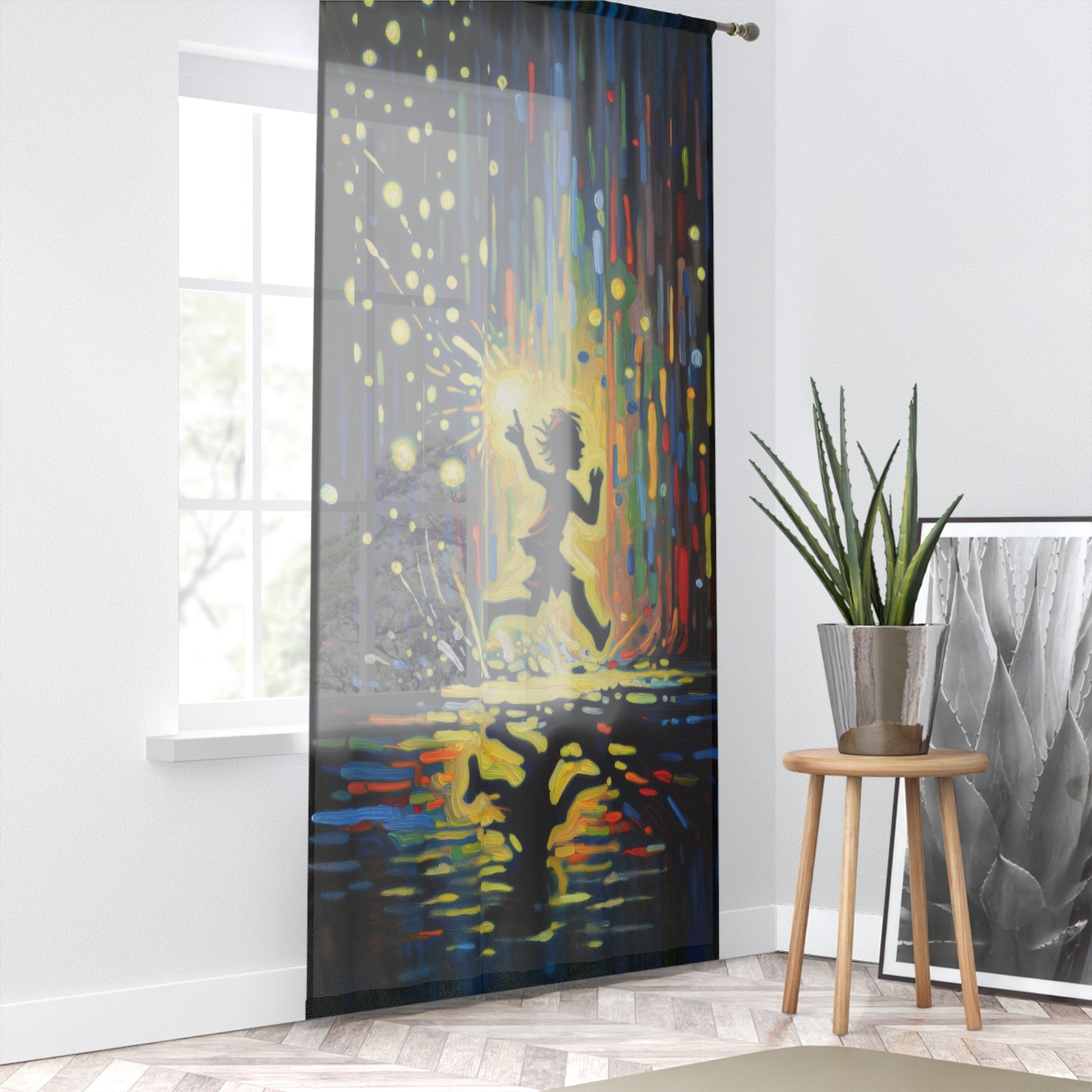 Child Firefly Chase Window Curtain - ATUH.ART
